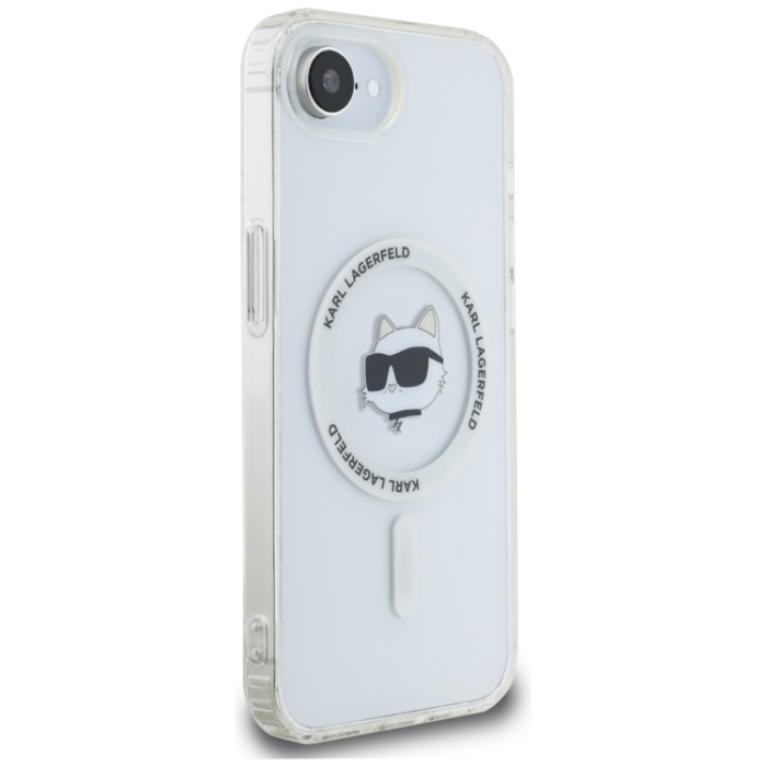 KARL LAGERFELD - Karl Lagerfeld iPhone 16e Mobilskal Magsafe Metal Choupette Head - Vit