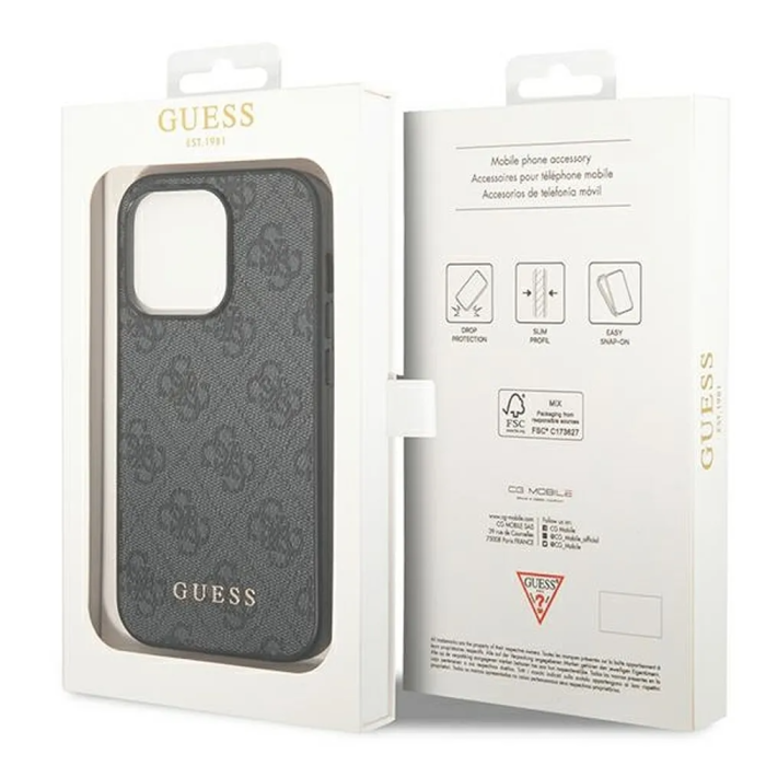 Guess - GUESS iPhone 14 Pro Skal Gold Logo - Grå