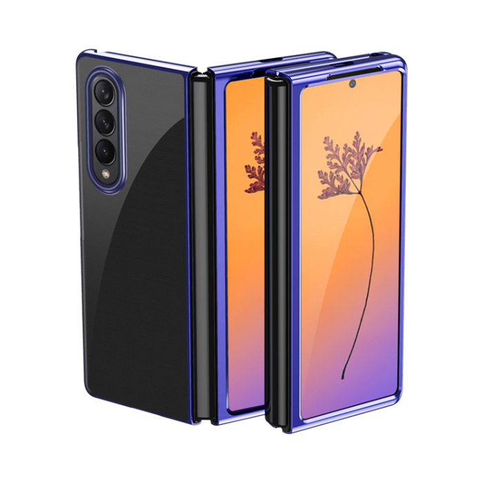 OEM - Galaxy Z Fold 4 Skal Plating Metallic Frame - Blå