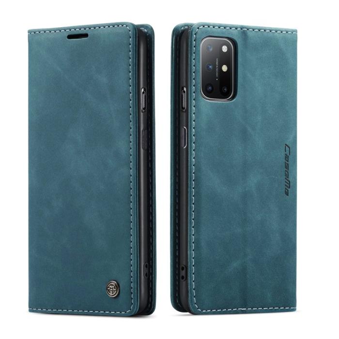 Caseme - CASEME 013 Auto-absorberande Konstläderplånboksfodral OnePlus 8T Blå