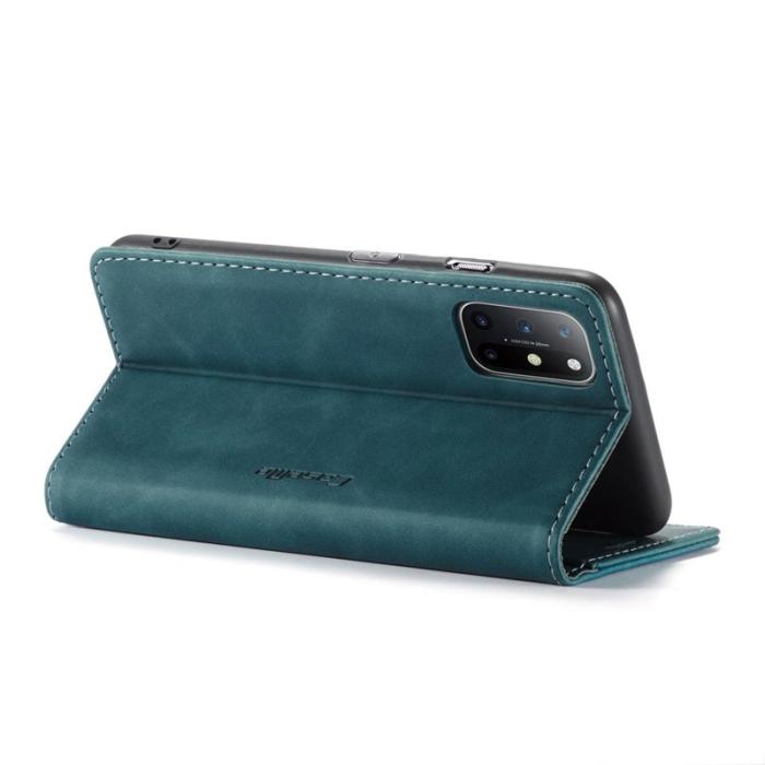 Caseme - CASEME 013 Auto-absorberande Konstläderplånboksfodral OnePlus 8T Blå