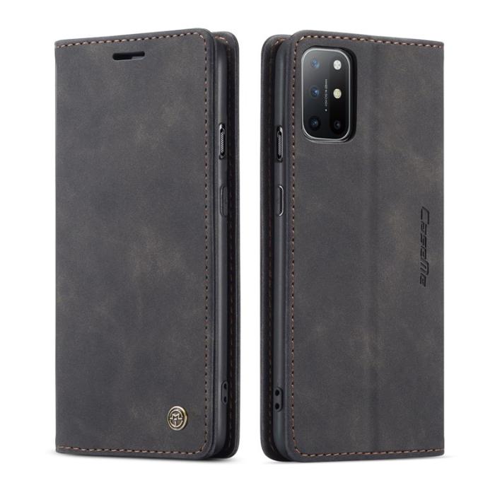 Caseme - CASEME 013 Auto-absorberande Konstläderplånboksfodral OnePlus 8T - Svart
