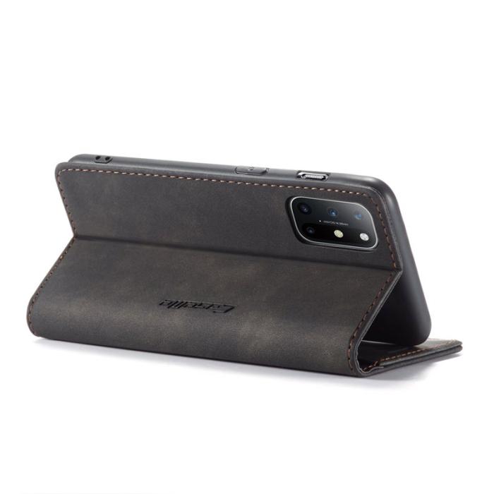 Caseme - CASEME 013 Auto-absorberande Konstläderplånboksfodral OnePlus 8T - Svart