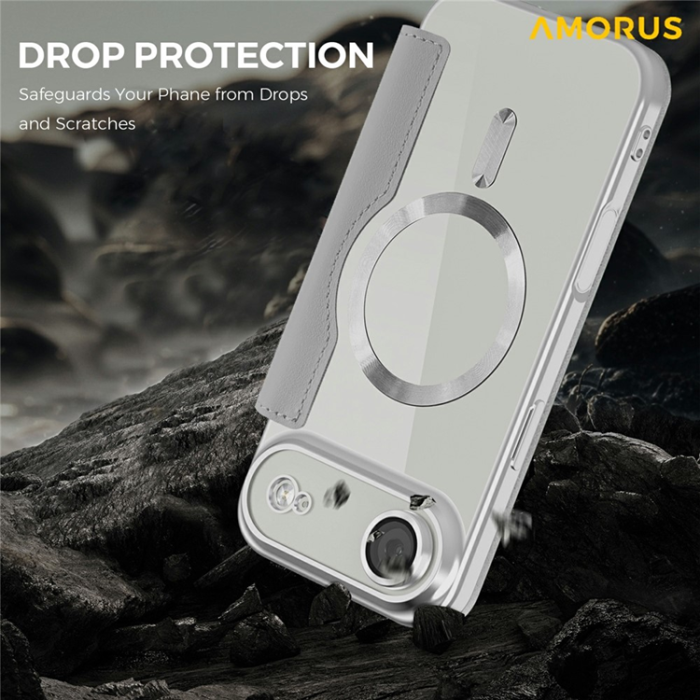 Amorus - AMORUS iPhone Air Plånboksfodral MagSafe RFID - Titangråå