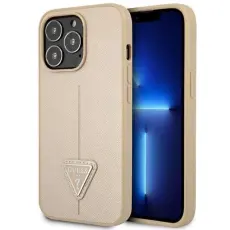 Guess - Guess iPhone 13 Pro Skal Saffiano Triangle Logo - Beige