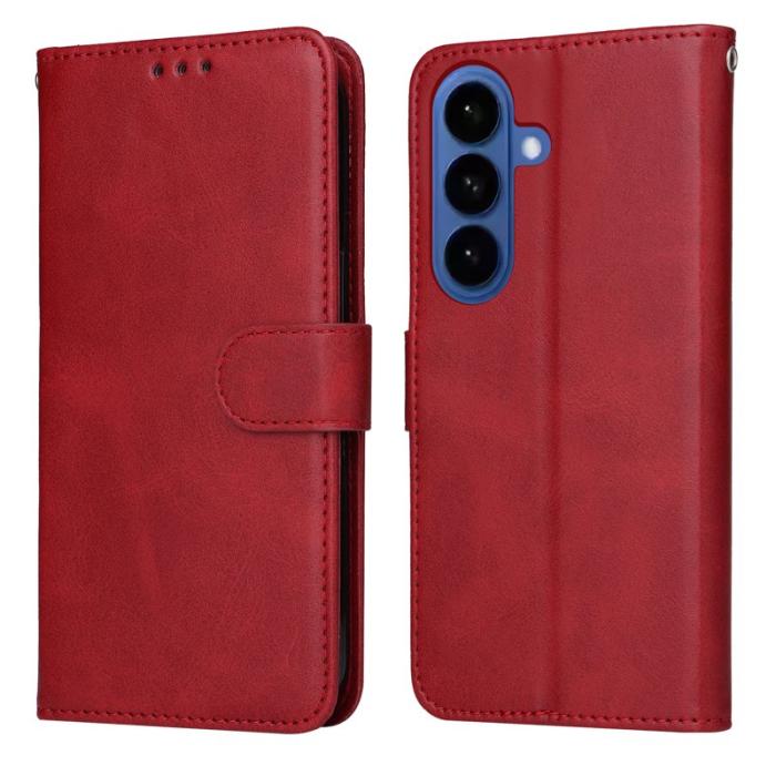OEM - Samsung Galaxy S26 Plus Plånboksfodral Konstläder Folio Flip - Röd
