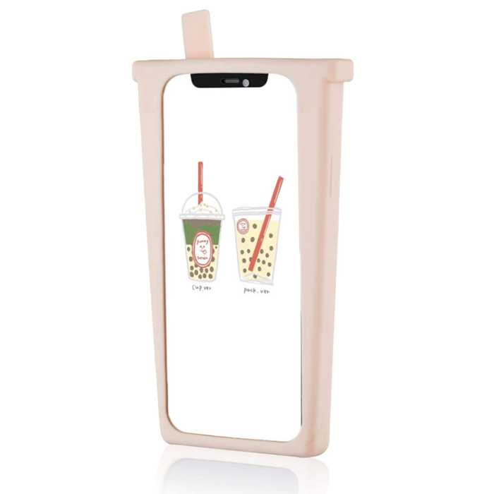 OEM - iPhone 11/XR Mobilskal Boba Milk Tea Glitter - Rosa