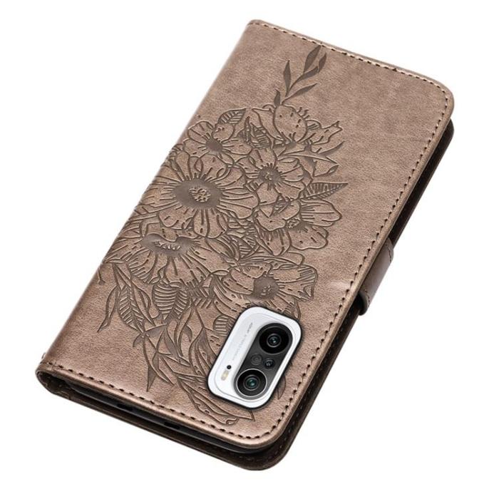 A-One Brand - Butterfly Flower Imprinted Plånboksfodral Xiaomi 12 Pro - Grå