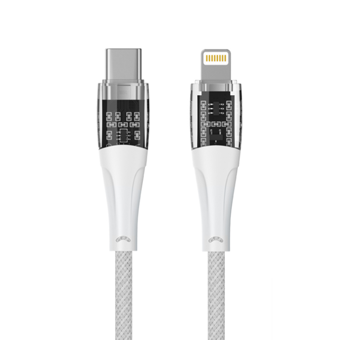 QUALO - QUALO USB-C - till Lightning Kabel 1.5m 2.4A Transparent nylon