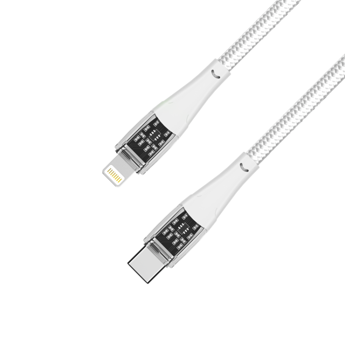 QUALO - QUALO USB-C - till Lightning Kabel 1.5m 2.4A Transparent nylon
