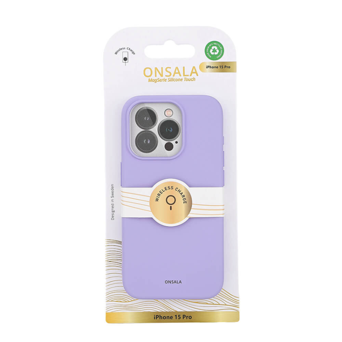Onsala - Onsala iPhone 15 Pro Mobilskal Magsafe Silikon - Lila