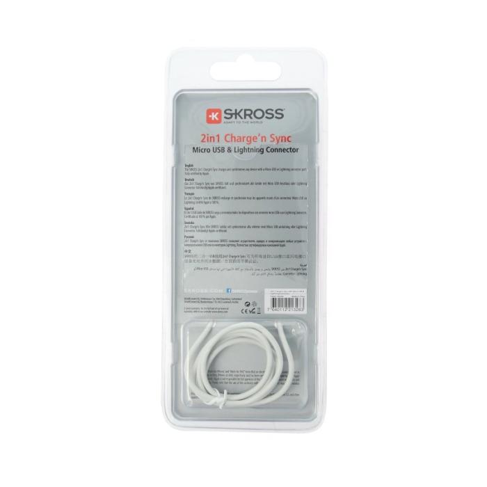 UTGATT1 - SKross Ladd-/Synkkabel Micro USB 1m - Vit