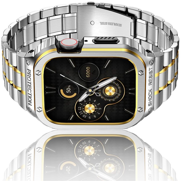 A-One Brand - Apple Watch 6/5/4/SE (44mm) Armband Metall - Silver/Guld