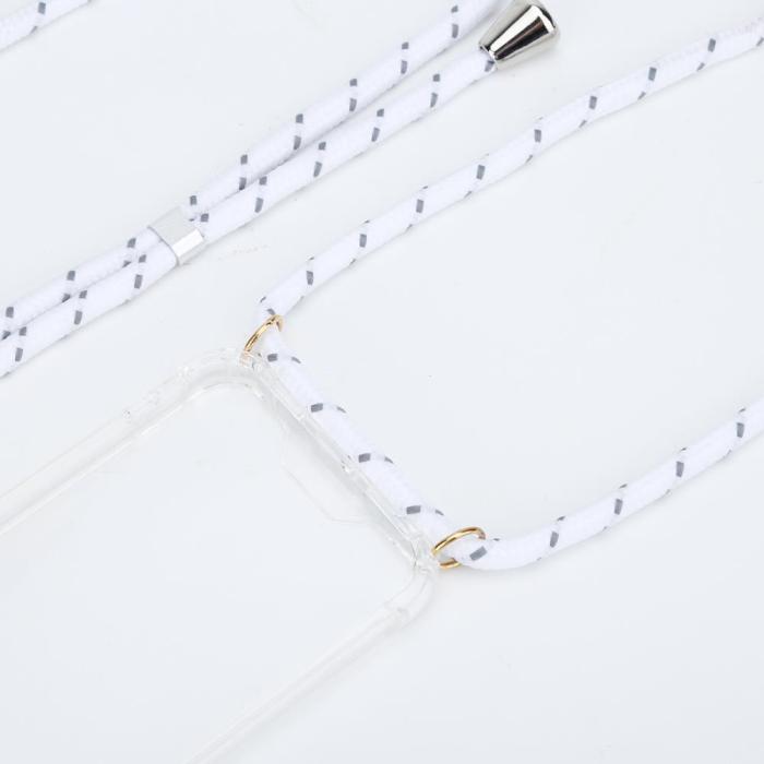 Boom of Sweden - Boom iPhone 11 skal med mobilhalsband- White Stripes Cord