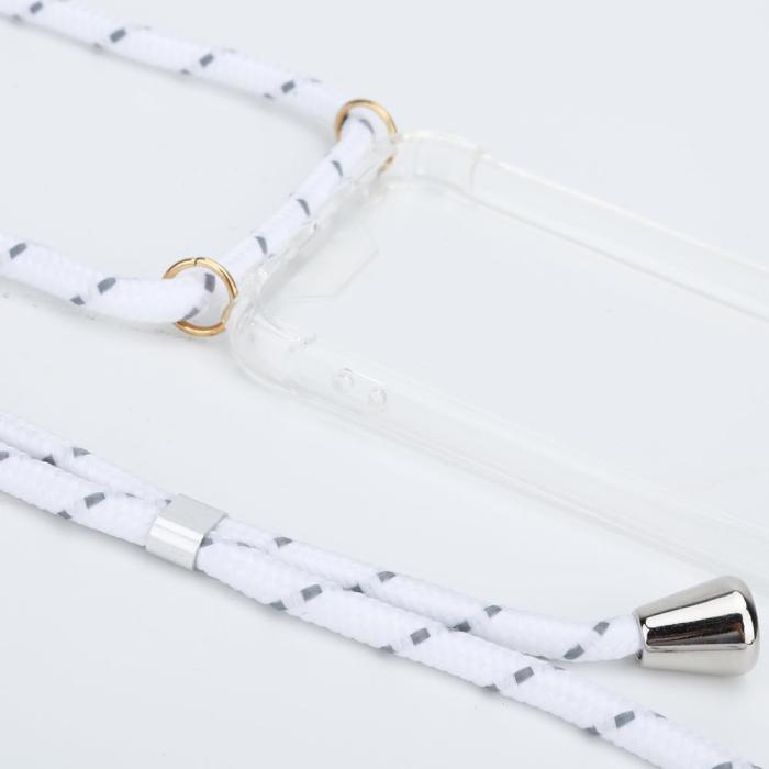 Boom of Sweden - Boom iPhone 11 skal med mobilhalsband- White Stripes Cord