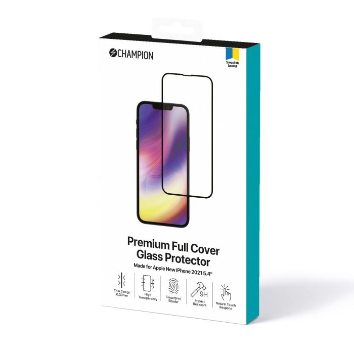 Champion - Champion Härdat glas skärmskydd till iPhone 13 Mini - Svart