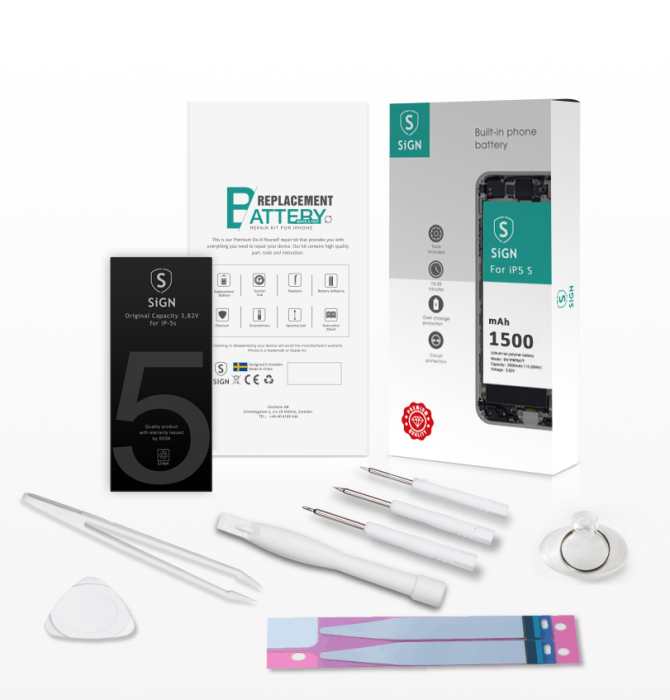 UTGATT1 - SiGN Komplett Kit för Batteribyte - iPhone 5S