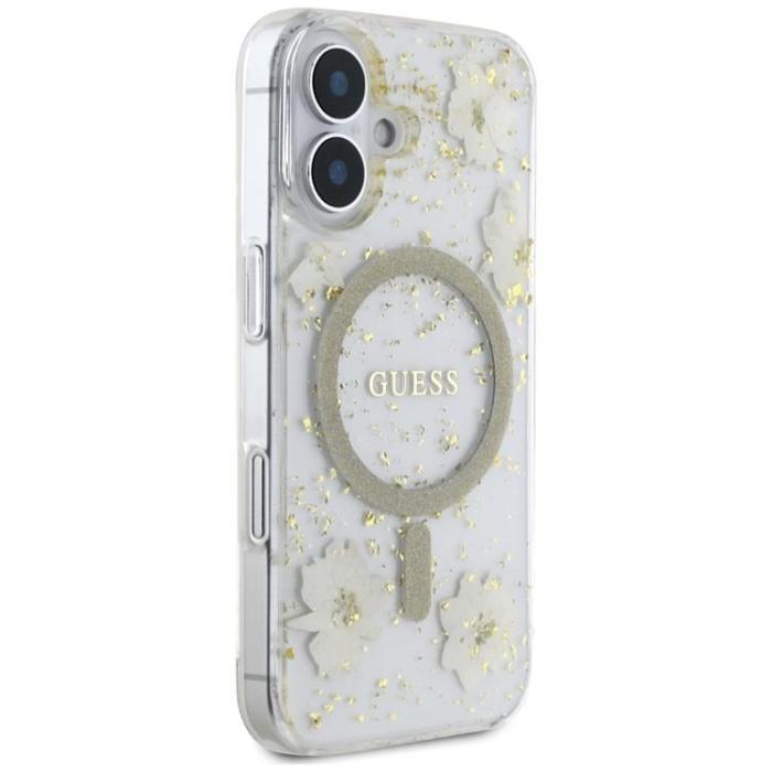Guess - Guess iPhone 16 Mobilskal MagSafe Resin Flowers - Beige