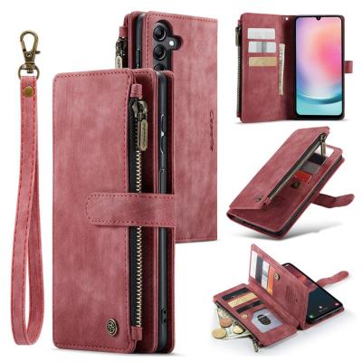 CASEME Galaxy A24 4G Plånboksfodral C30 Zipper - Röd
