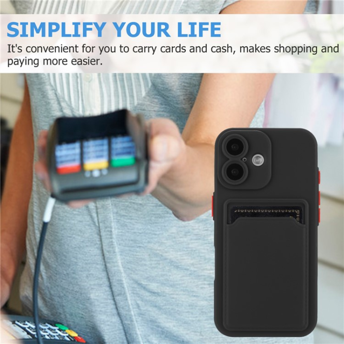 A-One Brand - iPhone 16 Plus Mobilskal Korthållare TPU - Svart
