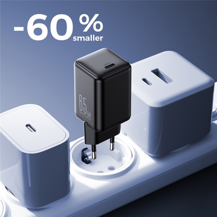 Joyroom - JOYROOM GaN Snabbladdare 65W USB-C EU JR-TCG18 PD - Svart