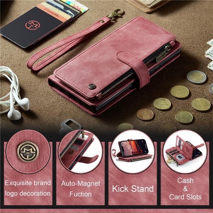 Caseme - CASEME iPhone 15 Plus Plånboksfodral C30 Zipper - Röd