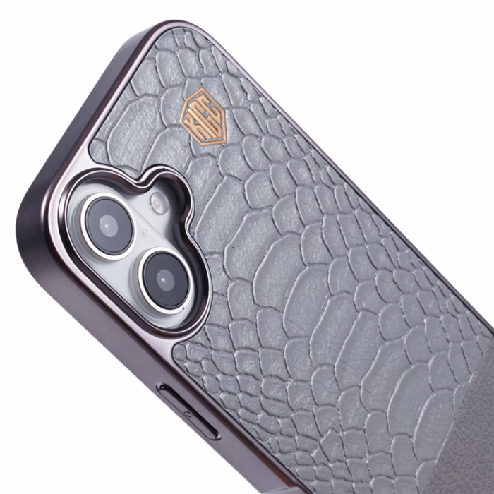 KIGC - KIGC iPhone 16 Mobilskal MagSafe Crocodile - Grå