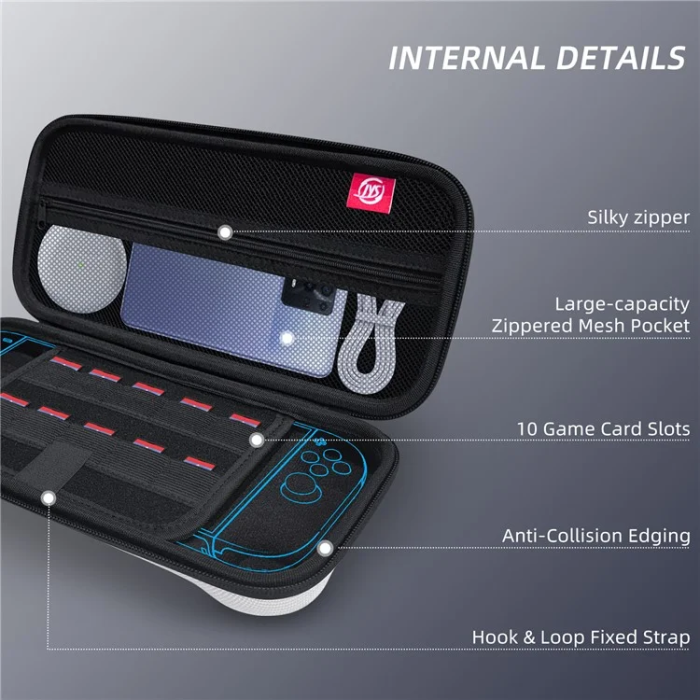 JYS - JYS Nintendo Switch 2 Bärväska för Konsol med Spelkortplatser - Vit/Svart
