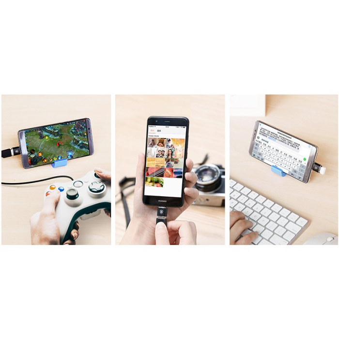 BASEUS - Baseus USB to USB Type-C Adapter - Svart