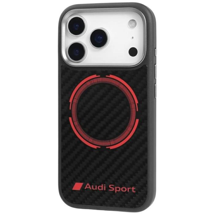 Audi - Audi iPhone 17 Pro Mobilskal MagSafe Carbon Fiber Sport Red Circle