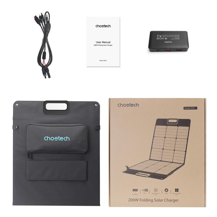 Choetech - Choetech Foldable Solladdare 200W - Svart
