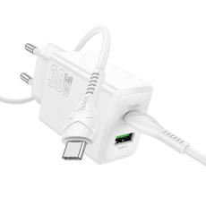 Hoco - Hoco Snabbladdare PD 30W USB-A USB-C QC3.0 AFC 3A med USB-C Kabel N71 - Vit