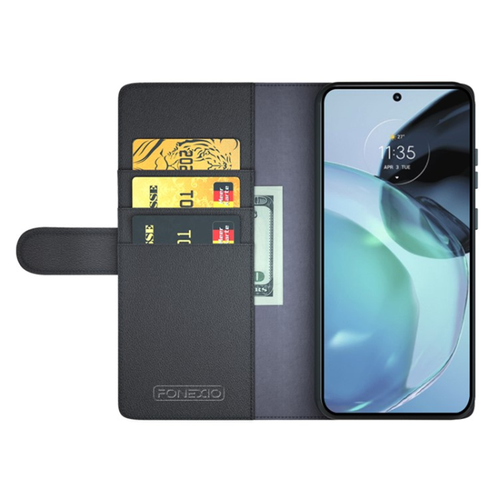 A-One Brand - Google Pixel 7A Plånboksfodral Äkta läder Cow - Svart