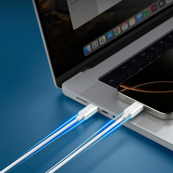 Spigen - Tech-Protect USB-C till USB-C kabel Essential 1m - Vit