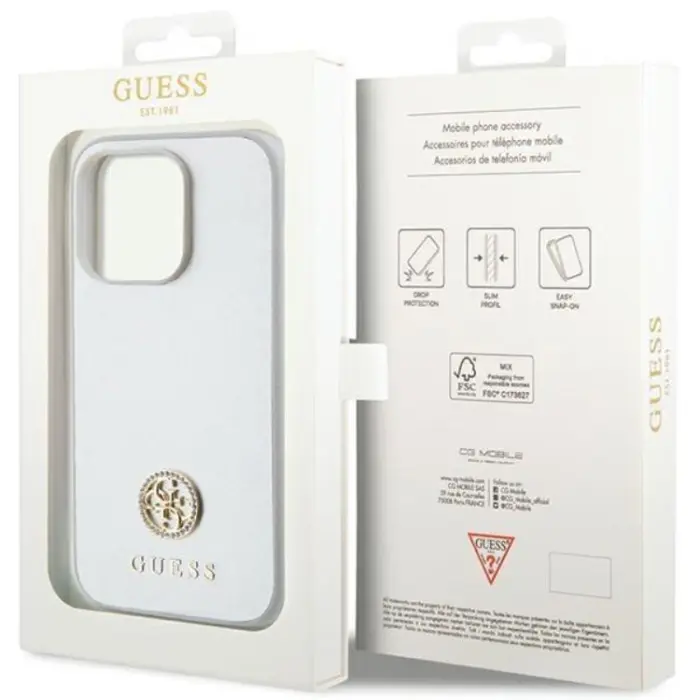 Guess - Guess iPhone 15 Plus Mobilskal Strass Metal Logo - Silver