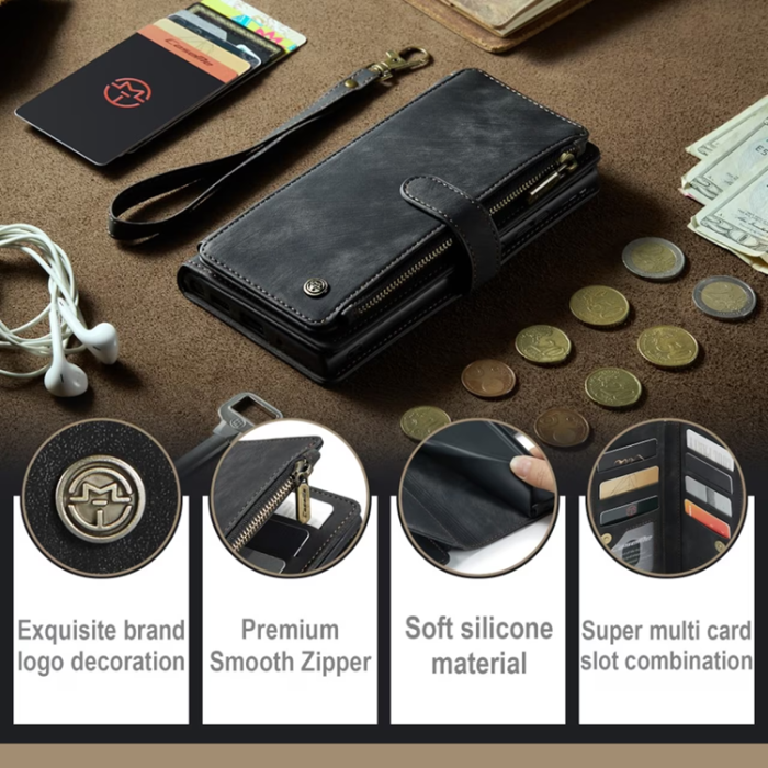 Caseme - Caseme Google Pixel 8 Pro Plånboksfodral Zipper - Svart