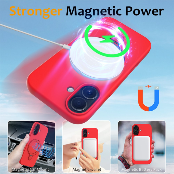 A-One Brand - iPhone 17 Mobiskal MagSafe Kickstand PC + Silikon - Röd