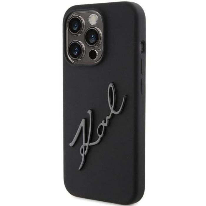 KARL LAGERFELD - KARL LAGERFELD iPhone 15 Pro Mobilskal Silikon Karl Script - Svart