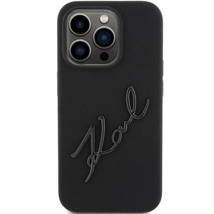 KARL LAGERFELD - KARL LAGERFELD iPhone 15 Pro Mobilskal Silikon Karl Script - Svart
