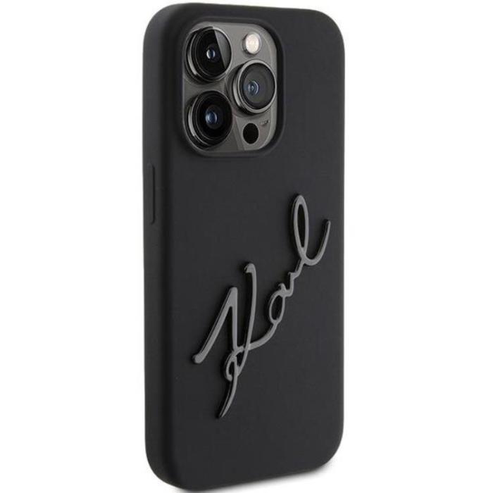 KARL LAGERFELD - KARL LAGERFELD iPhone 15 Pro Mobilskal Silikon Karl Script - Svart