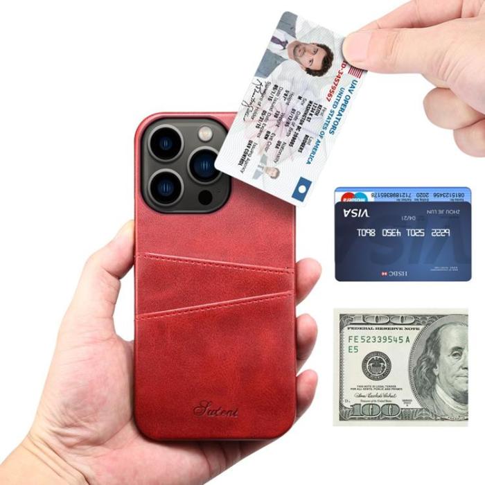 SUTENI - SUTENI iPhone 14 Pro Skal Korthållare - Röd