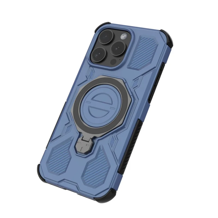 OEM - Mobilskal till iPhone 15 Pro Plast Shockproof med Rotating Kickstand - Blå