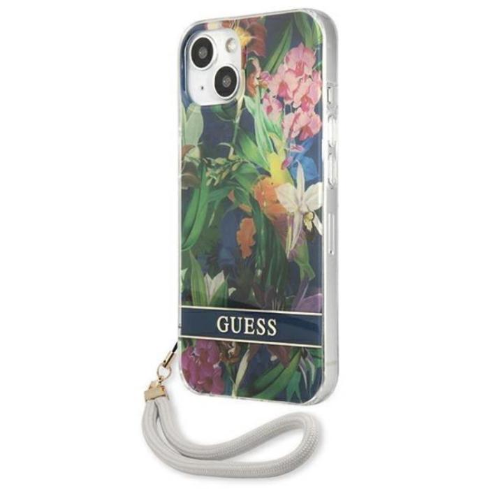 Guess - Guess iPhone 13 mini Skal Flower Strap - Blå