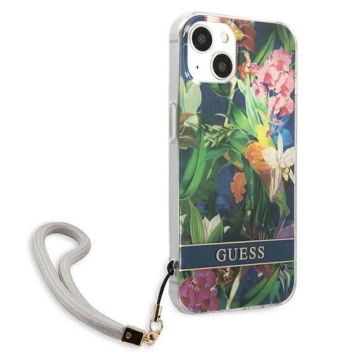 Guess - Guess iPhone 13 mini Skal Flower Strap - Blå
