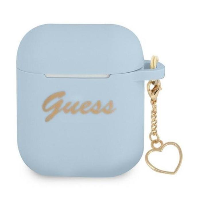 Guess - Guess Silicone Heart Charm Collection Skal Airpods - Blå