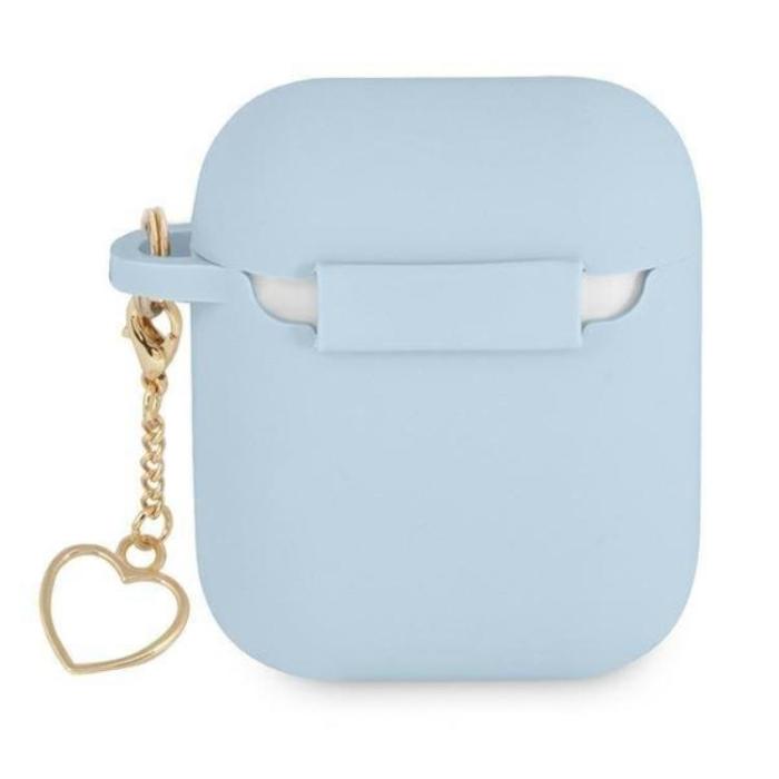 Guess - Guess Silicone Heart Charm Collection Skal Airpods - Blå