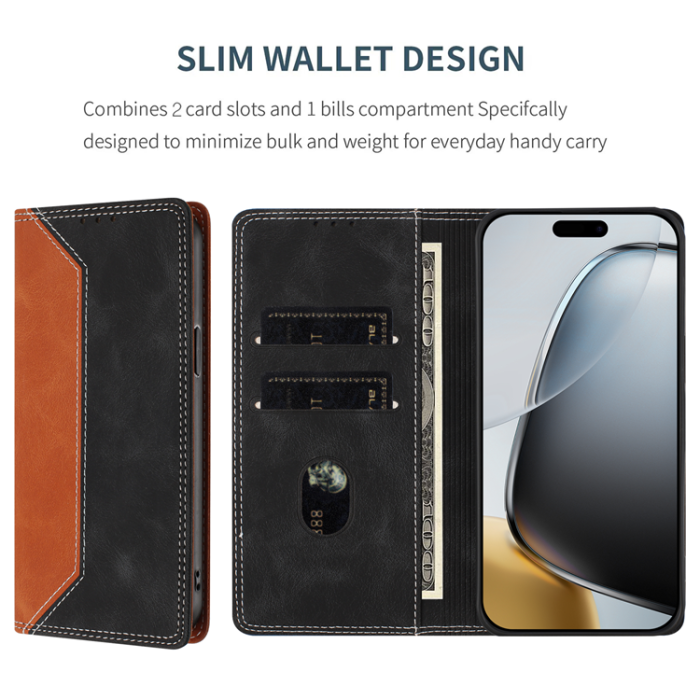 A-One Brand - OnePlus 15 Konstläder Plånboksfodral Färg Splicing RFID-Skydd