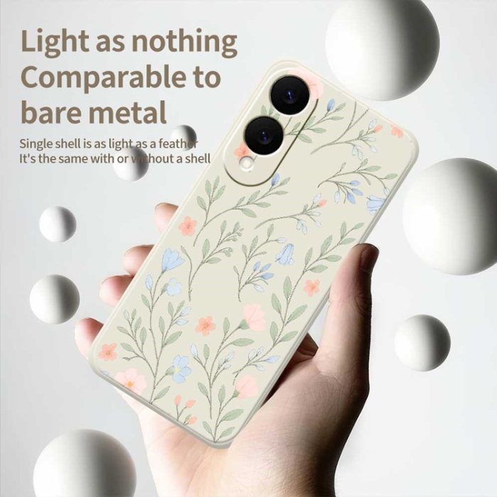 A-One Brand - Galaxy S25 Edge Mobilskal Pink Blue Flowers Straight Edge - Grön
