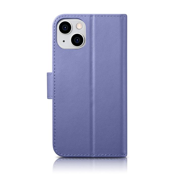 ICARER - iCarer iPhone 14 Plånboksfodral 2in1 Äkta Läder - Ljuslila
