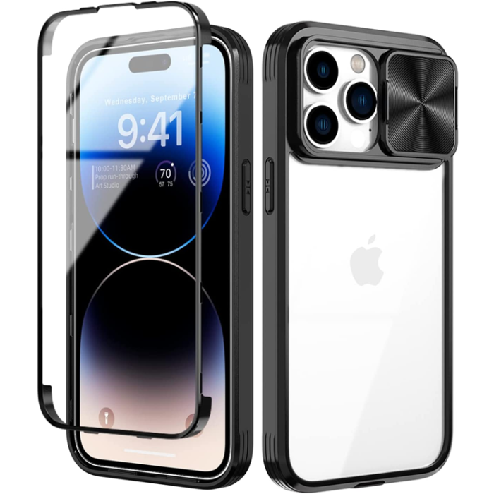 A-One Brand - iPhone 14 Pro Max Mobilskal 360 Kamera Slider - Svart